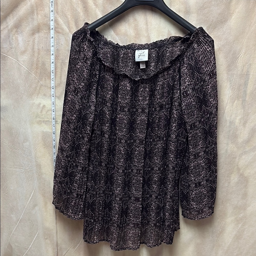 Knox Rose Black Ruffled 3/4 Sleeve Blouse